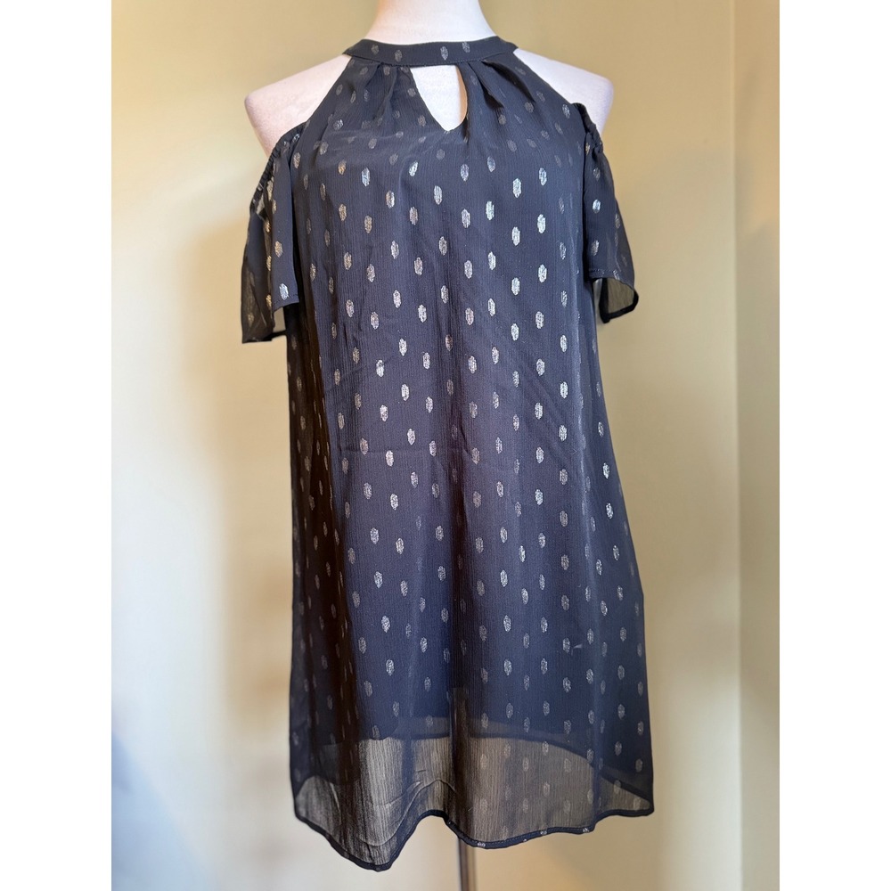 Lily Rose xs Cold Shoulder Cutout Dress Black Silver whimsigoth Y2K boho fairy - Picture 3 of 4